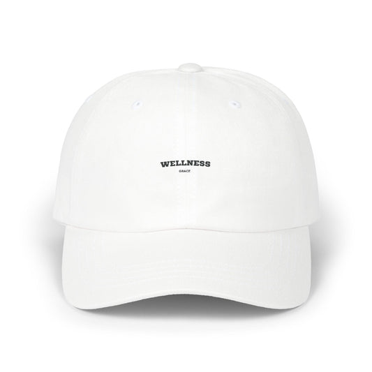 Minimalist 'Wellness' Classic Dad Cap - Adjustable White Cotton Hat